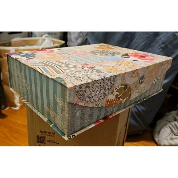 Elegant Storage Box Victorian Lace Fabric Scrapbook Theme 12.5 X 9 X 3.5” - Picture 11 of 11